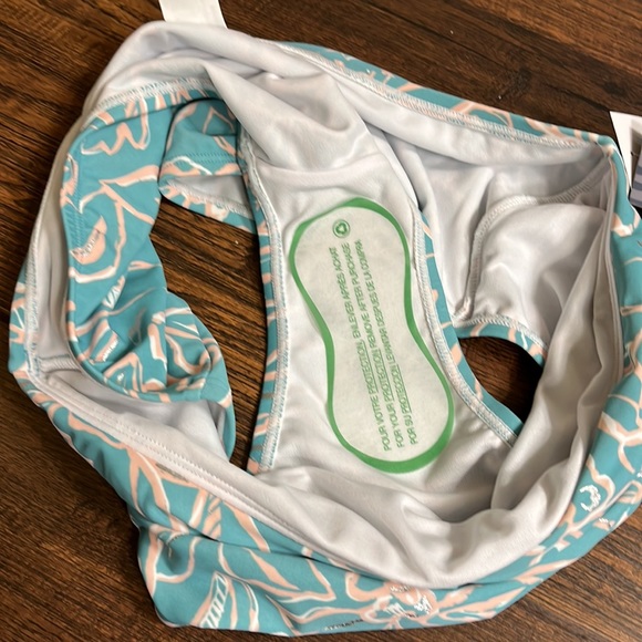 Aqua Couture Ladies Floral Prints Blue High Waisted Bikini Swim Bottom Size L - Picture 8 of 12